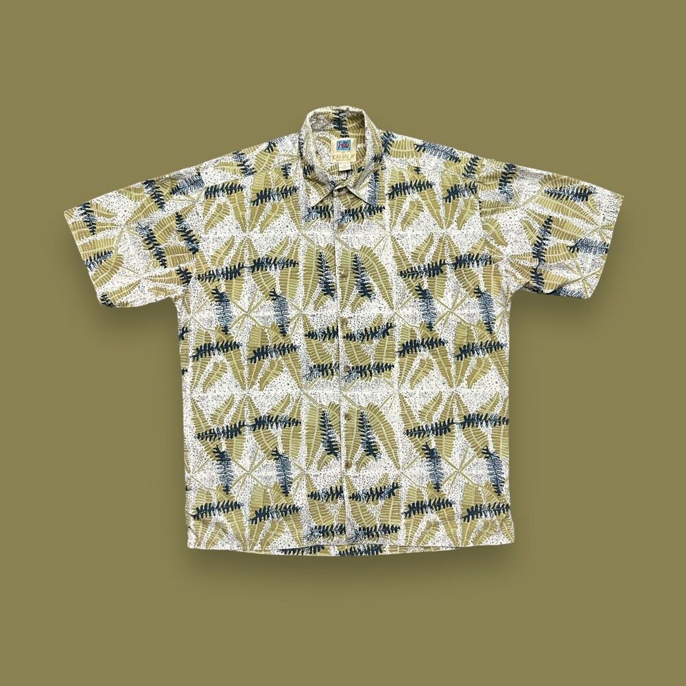 Vintage Hawaiian Shirt Kahala AVI Leaf Print Aloha Camp 90s y2k Cotton Baggy Fit
